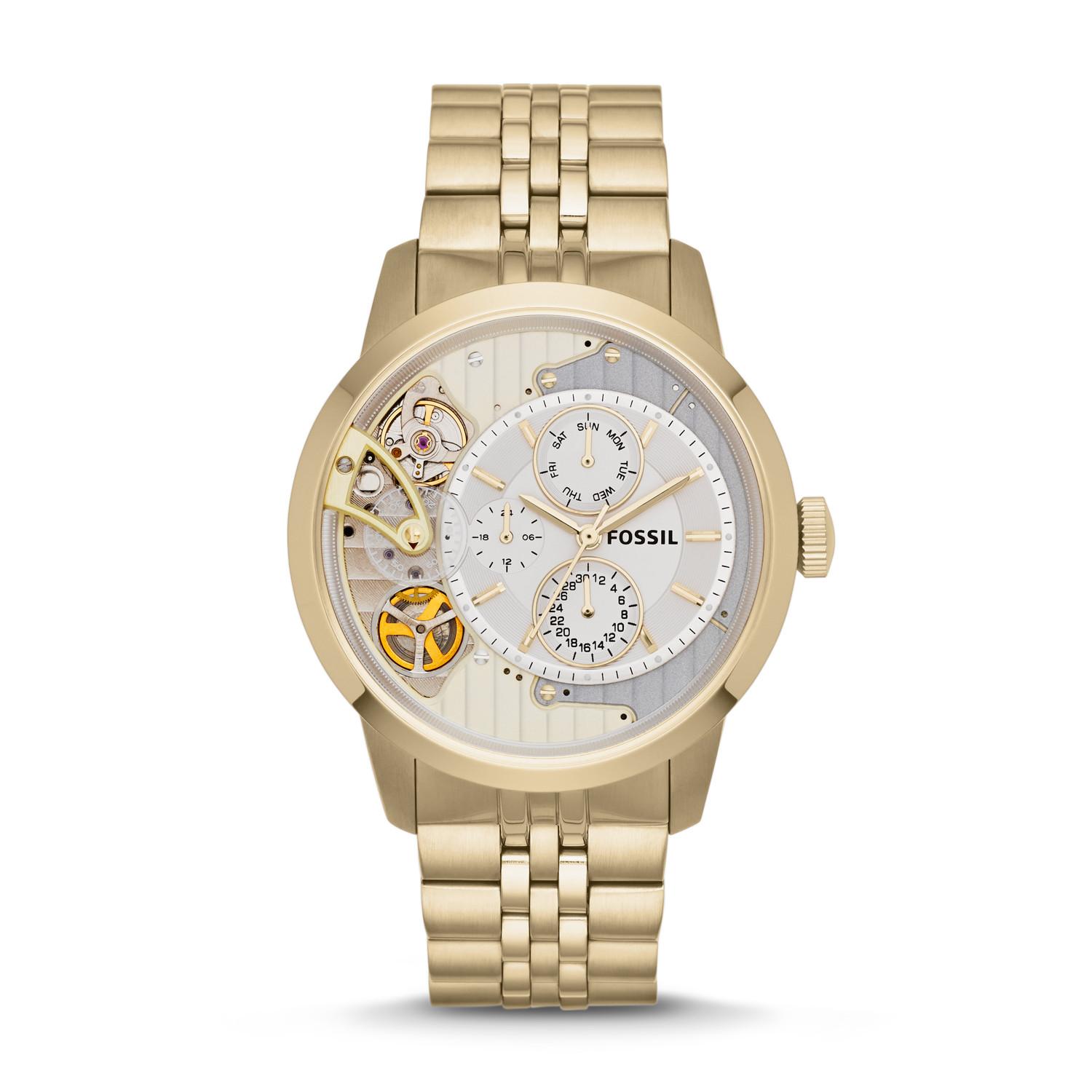 Fossil Jam Tangan Pria Fossil Townsman Multifunction Tali Kulit Leather Strap / Tali Rantai Logam Stainless Steel Twist Quartz Otomatis Hitam Silver Emas BIru Navy ME1135 ME1136 ME1138