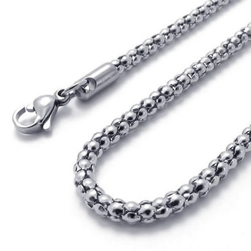 Jewelry men's chain, stainless steel curb chain necklace, silver (3 mm wide, 75 cm long)