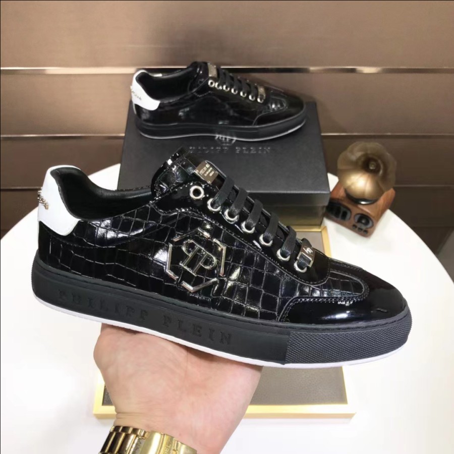 sepatu philipp_plein 4517-1 pria sepatu lv vip sneaker cowok hitam