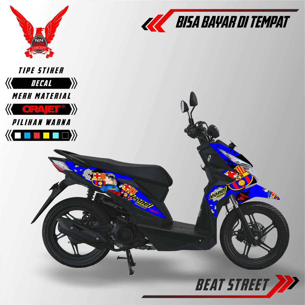 Fenstore Decal Sticker Aksesoris Motor Stiker Striping Decal Full Body Beat Street Barcelona Fenstore Sticker Lazada Indonesia