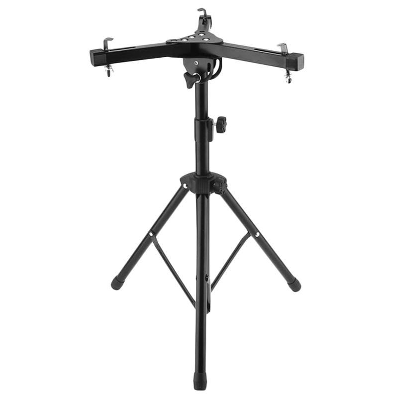 Wooden Drum Pad Stand Holder Aluminum Alloy Foldable Three-Legged Stand for 10-12 Inch Dumb Drum Pads Cymbal