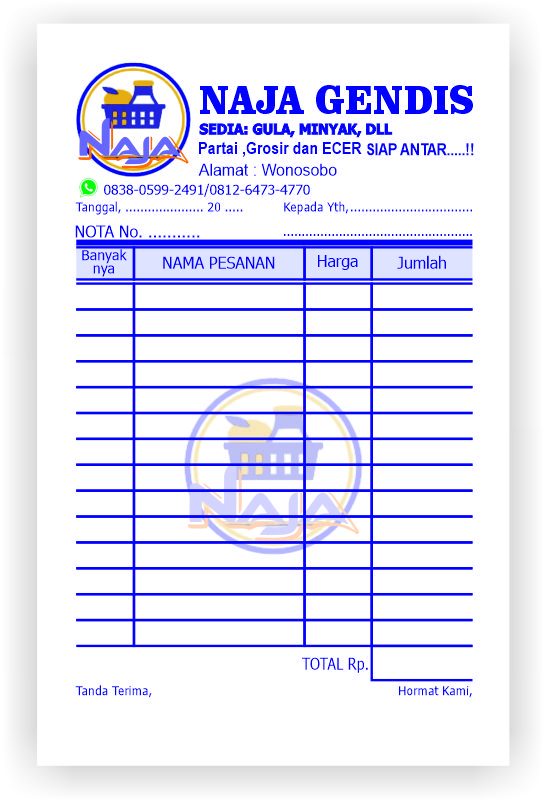 Nota Custom 1 Ply Nota 14 Nota Nama Toko Sendiri Bon Custom Nota Olshop And Laundry Yandhyudha 8905