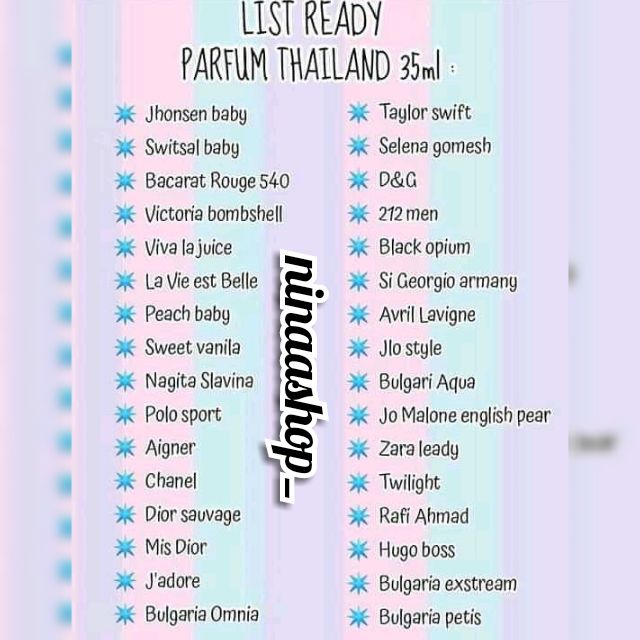 list parfum thailand