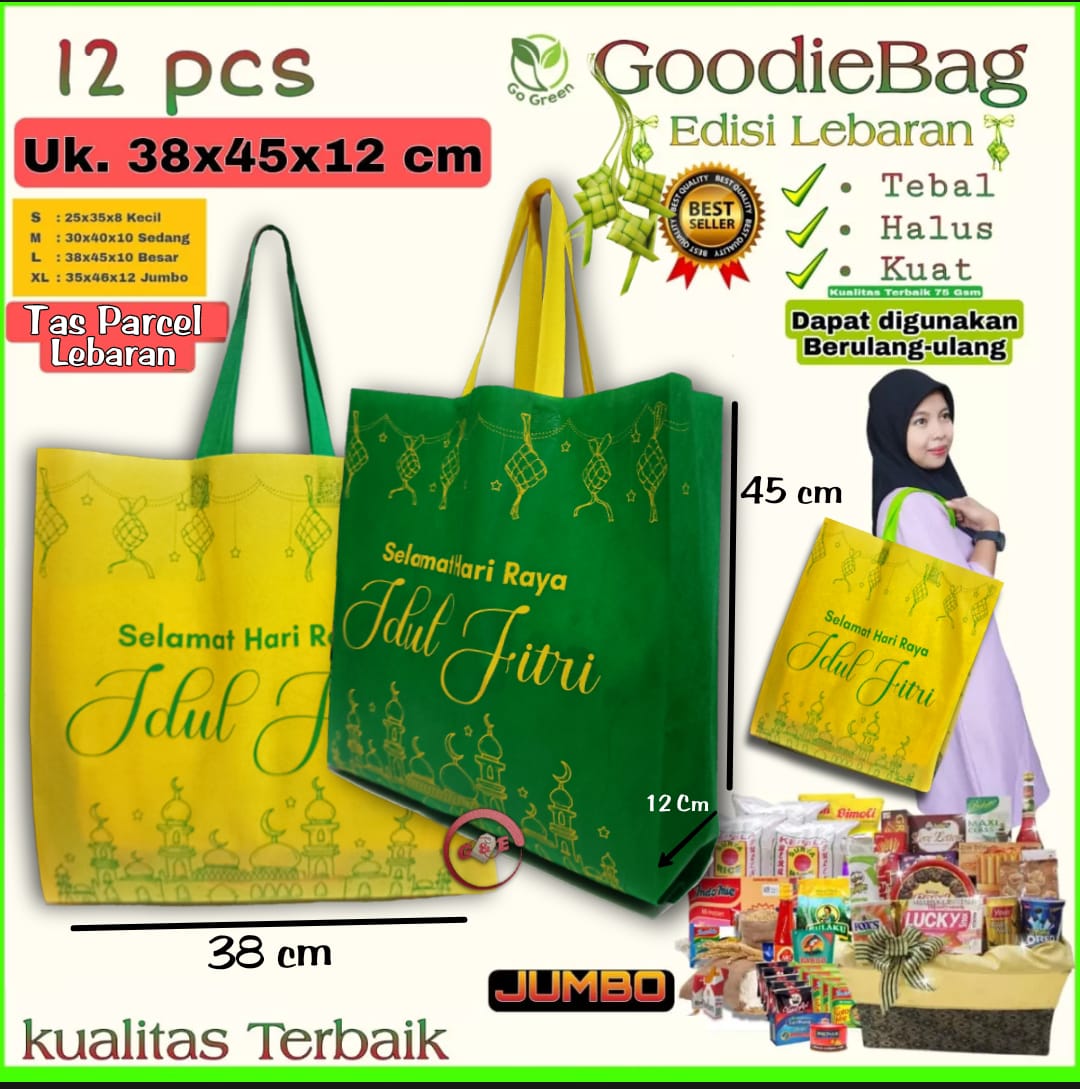 GOODIE BAG Tas Kain Spunbond Pcs Uk 38x45x12 Cm Untuk Kantong Belanja goodie-bag-tas-kain-spunbond-pcs-uk-38x45x12-cm-untuk-kantong-belanja