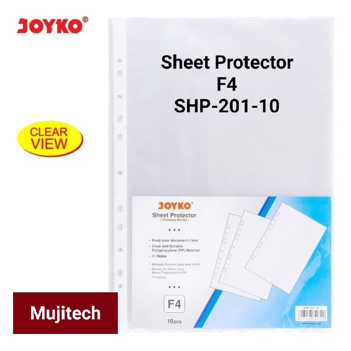 JOYKO SHEET PROTECTOR PELINDUNG KERTAS MAP PLASTIK A4/F4 (10 sheet ...