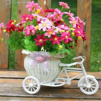 Vas Bunga Hiasan Vas Keranjang Sepeda Kualitas Import Plus Bunga