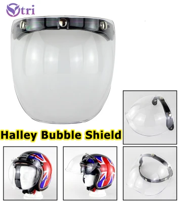 Ytri Car Accessories 3-snap Open Face Helmet Visor Vintage Retro Motorcycle Helmet Bubble Shield Visor Lens Glasses for Helmets UV 400 Protection