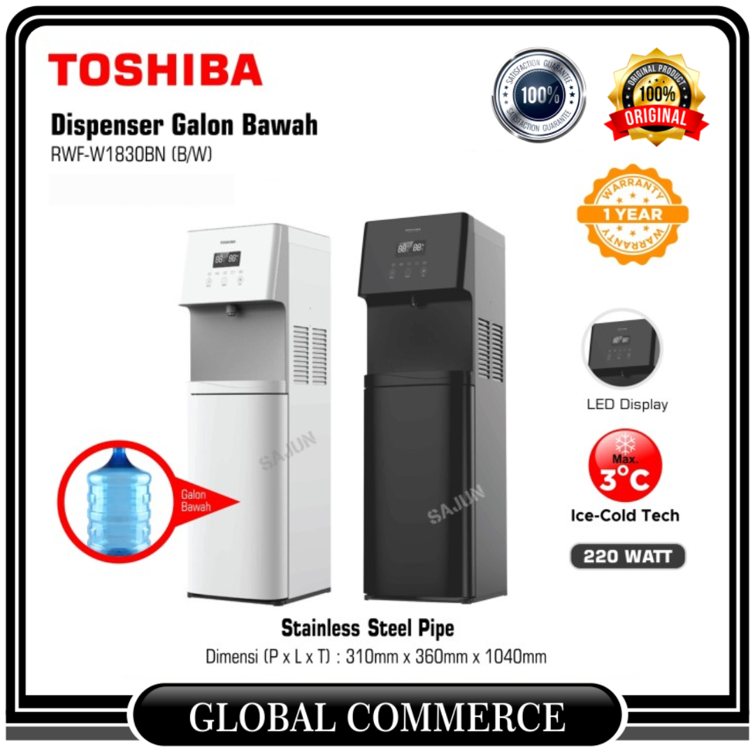 TOSHIBA Water Dispenser RWFW1830BN Dispenser Air Galon Bawah 220W