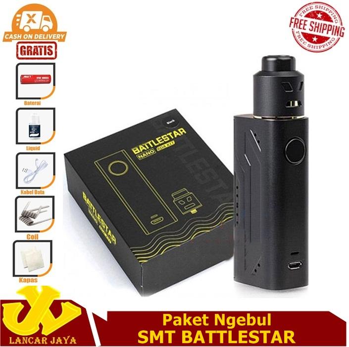LJ - Paket Siap Ngebul Vape Murah SMT Battlestar NANO Kit 80 W Rokok Elektrik Vape + Free Coil Baterai Liquid Kapas dan Kabel USB LJ - Paket Siap Ngebul Vape Murah SMT Battlestar NANO Kit 80 W Rokok Elektrik Vape + Free Coil Baterai Liquid Kapas dan Kabel USB
