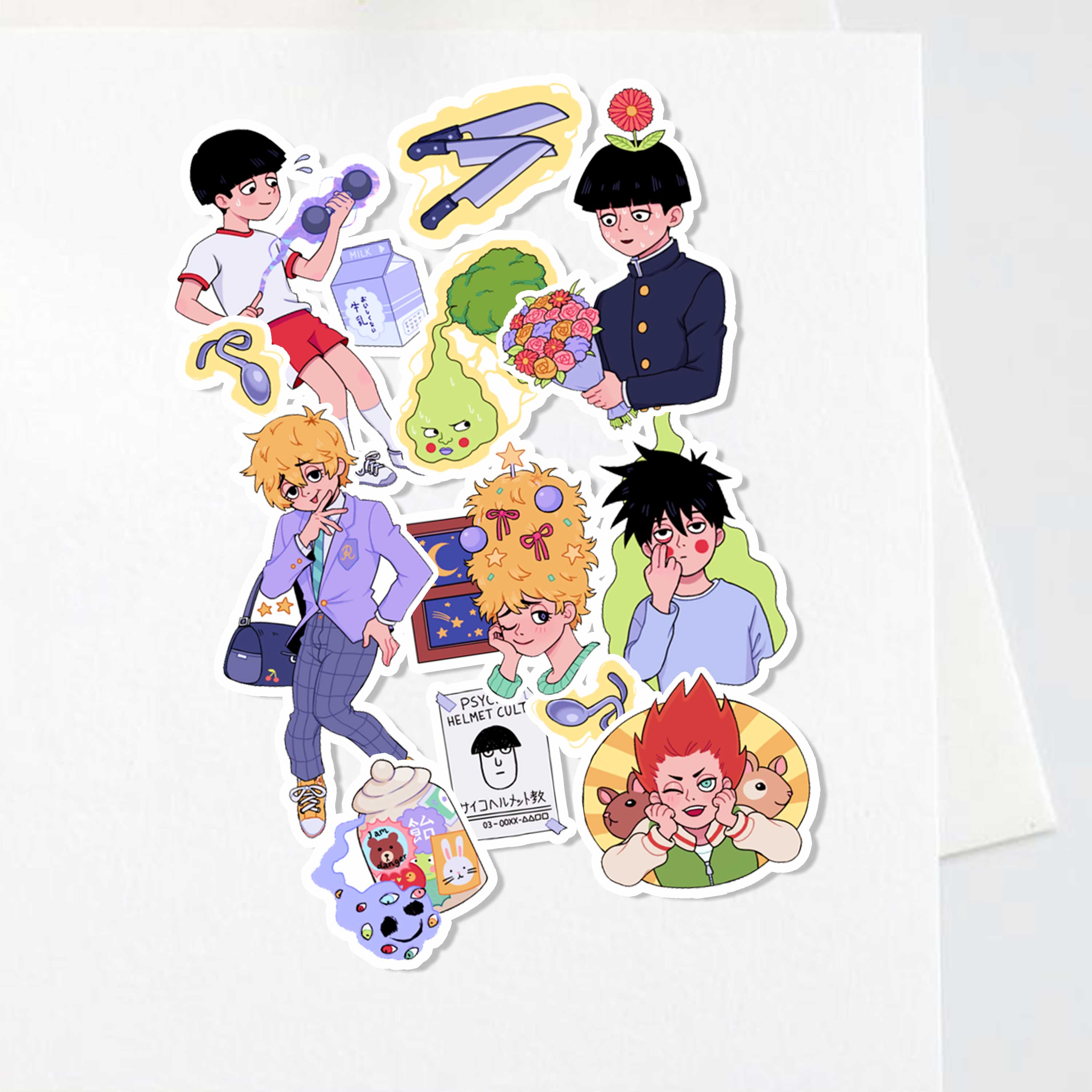 Sticker Anime Mob Psycho 100 Aesthetic Stiker Waterproof (13pcs ...