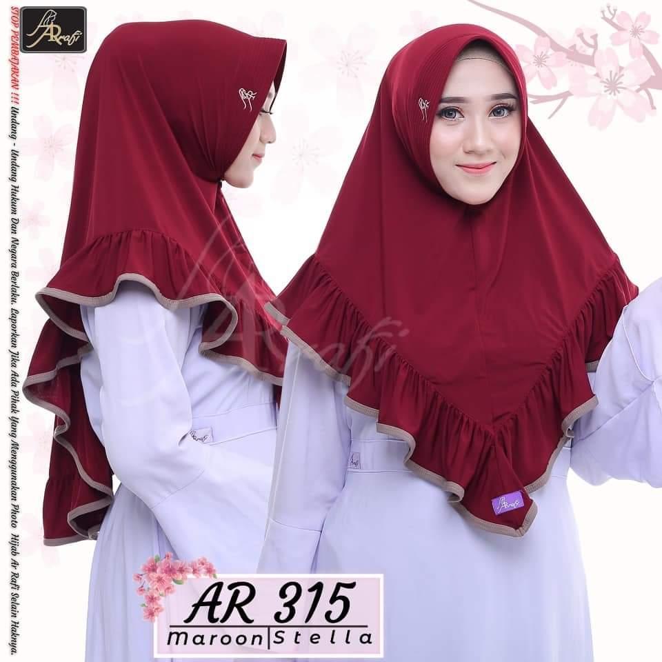 Hijab Arrafi AR 315 Maroon Jilbab Instan Ar Rafi Bergo Kerudung Khimar