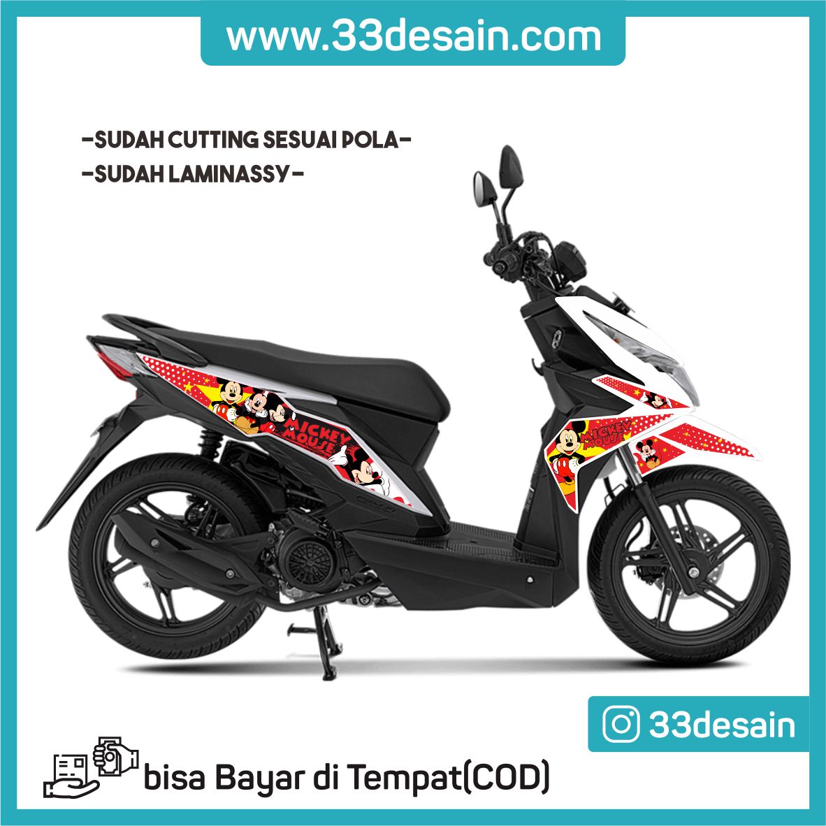 Aksesoris Stiker Motor Sticker Striping Motor Beat Esp Dan Beat Street 2016 2019 Mickey Mouse 33Desain Lazada Indonesia