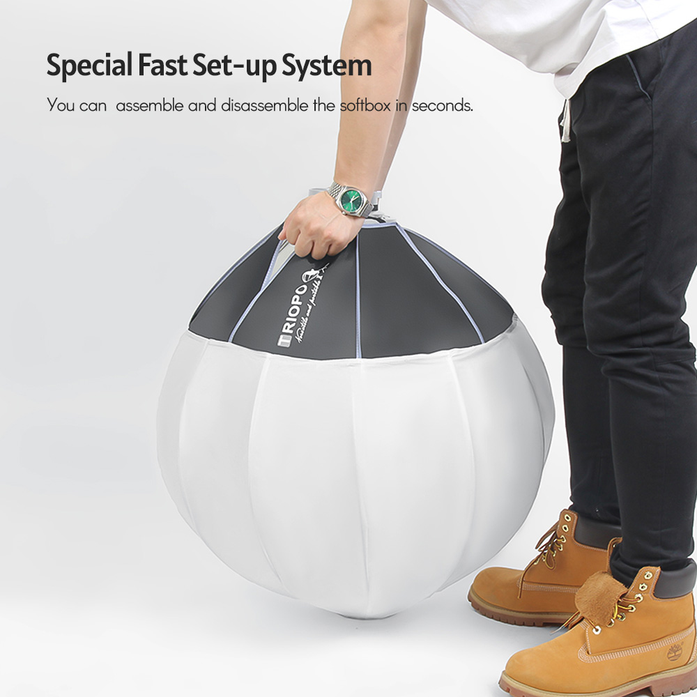 TRIOPO KQ65 65cm/26inch Lantern Softbox Spherical Collapsible Soft Box Quick-Install Bowens Mount Studio Photography Video Lighting Accessory