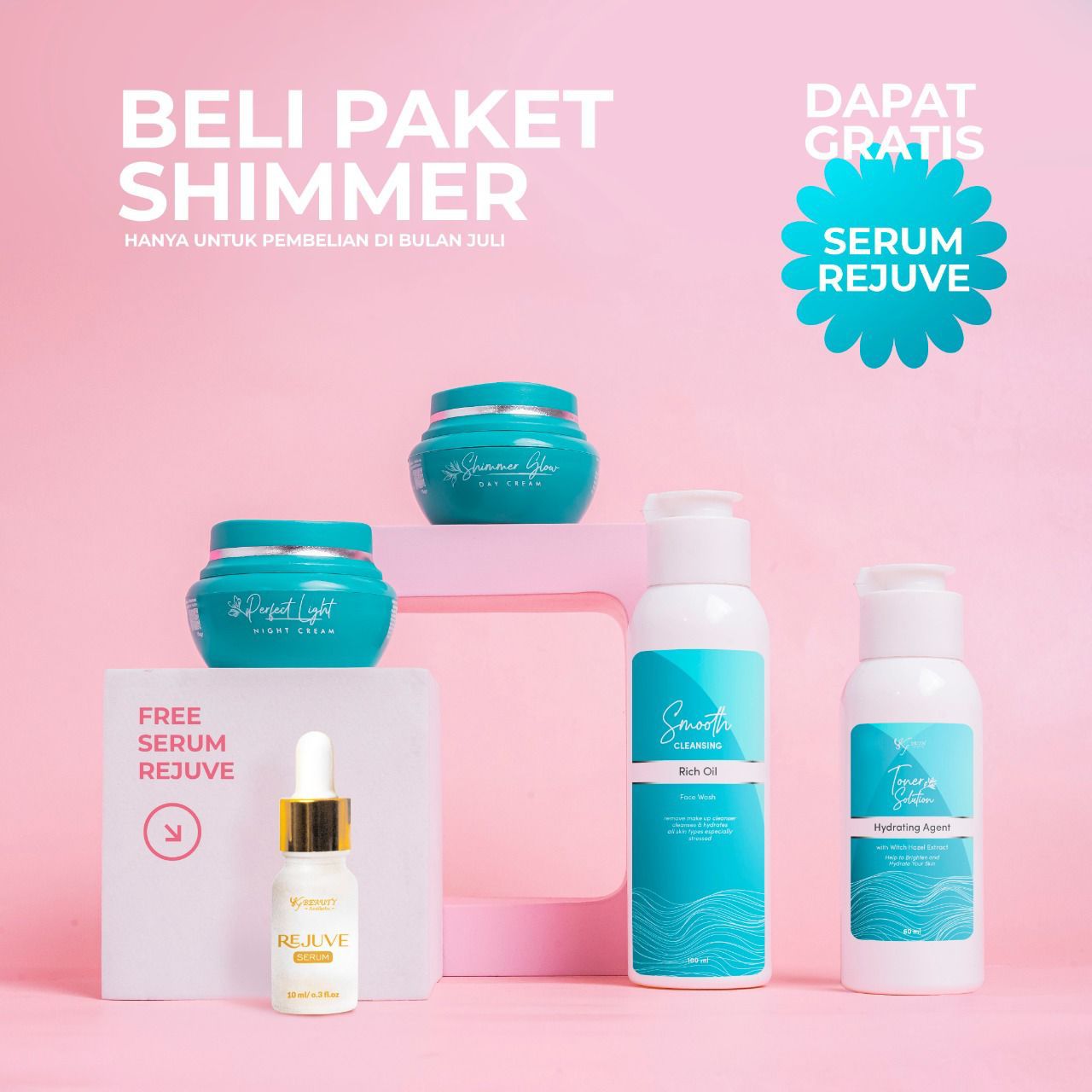 Paket KF Shimmer Glow Free Serum Rejuve Kemasan Baru / KFSkin Shimmer