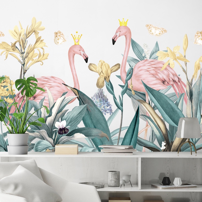 wall stiker dinding motif quin flaminggo aesthetic dekorasi wallpaper