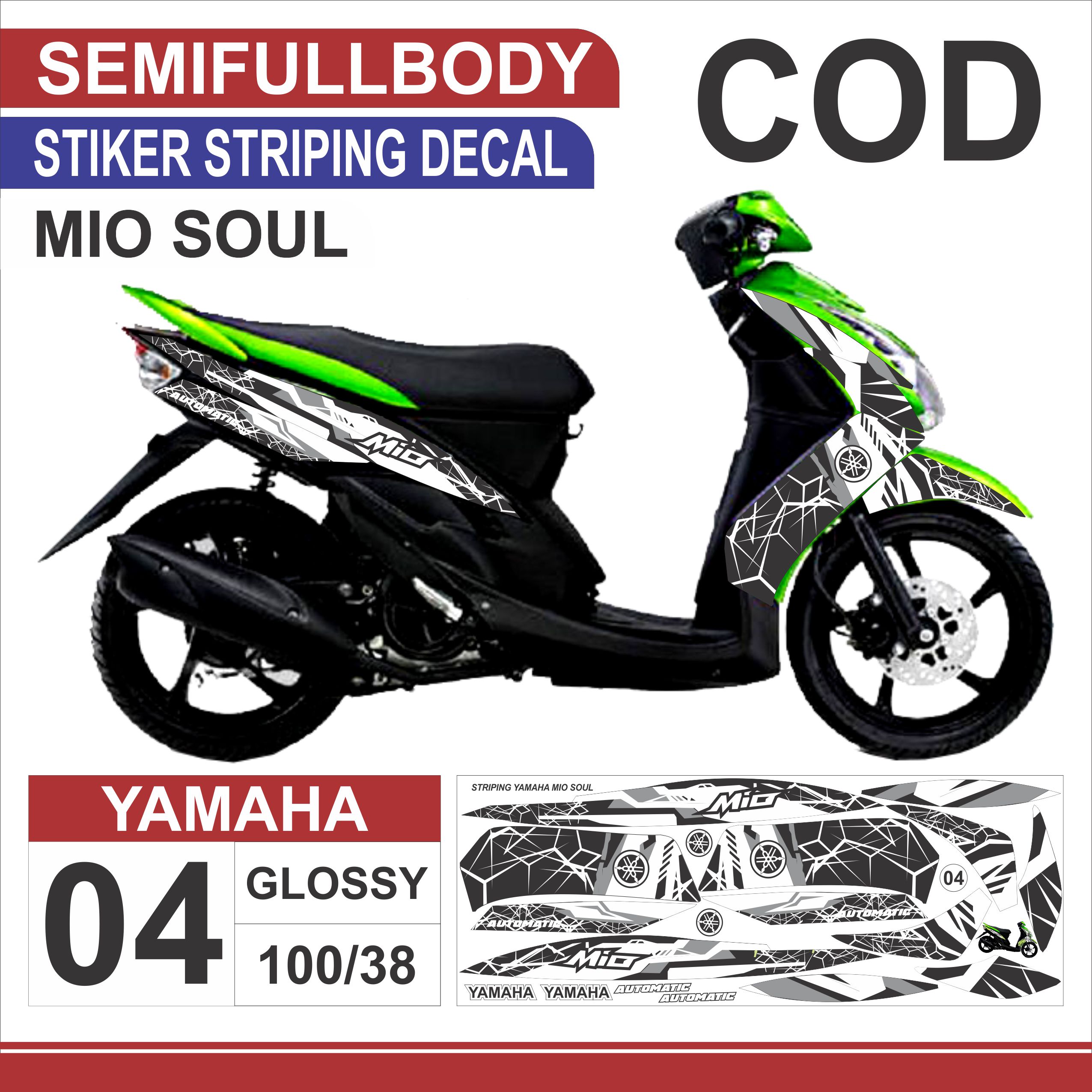 Stiker Striping Decal Yamaha Mio Soul Semifullbody Variasi AR Lazada Indonesia