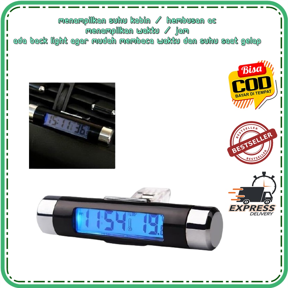 JAM DIGITAL DASHBOARD SUHU MOBIL *NAJAH* AC DENGAN LAMPU / JAM DIJITAL