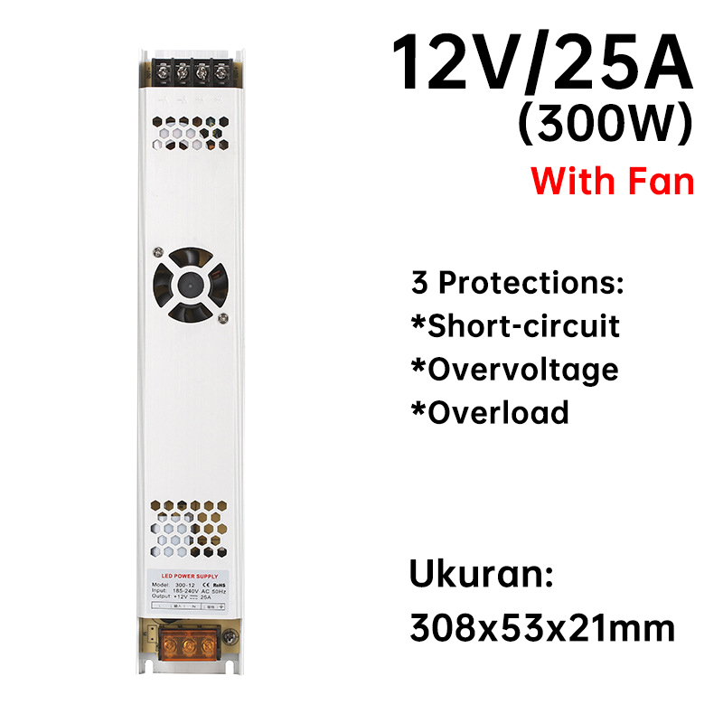 Power Supply Slim 12V 3A 36W / 5A 60W Trafo Indoor Light Box LED Strip