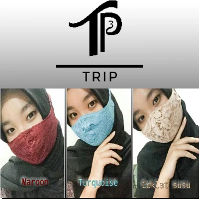 TRIP Masker Brokat Murah, Headloop Hijab, Masker Mewah, Masker Cantik