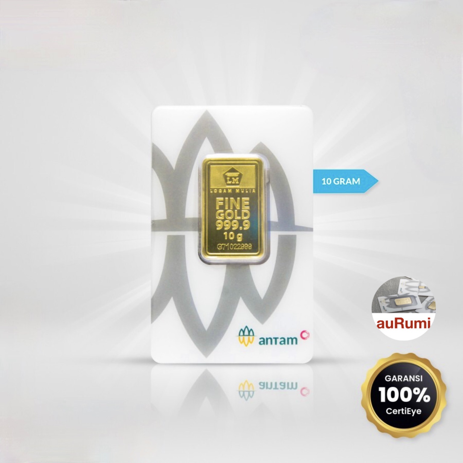 LOGAM MULIA 10 gram - LM ANTAM - EMAS BATANGAN KEPINGAN 10 GRAM