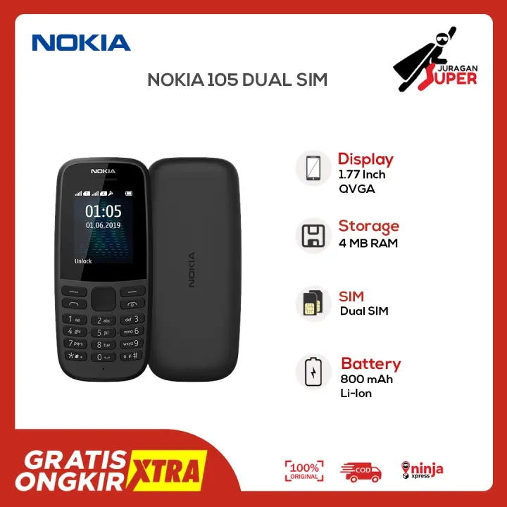 Nokia 105 2019 Dual Sim Garansi Resmi Hp Nokia 105 Murah Radio Fm Candybar Handphone Nokia Jadul 105 Lazada Indonesia
