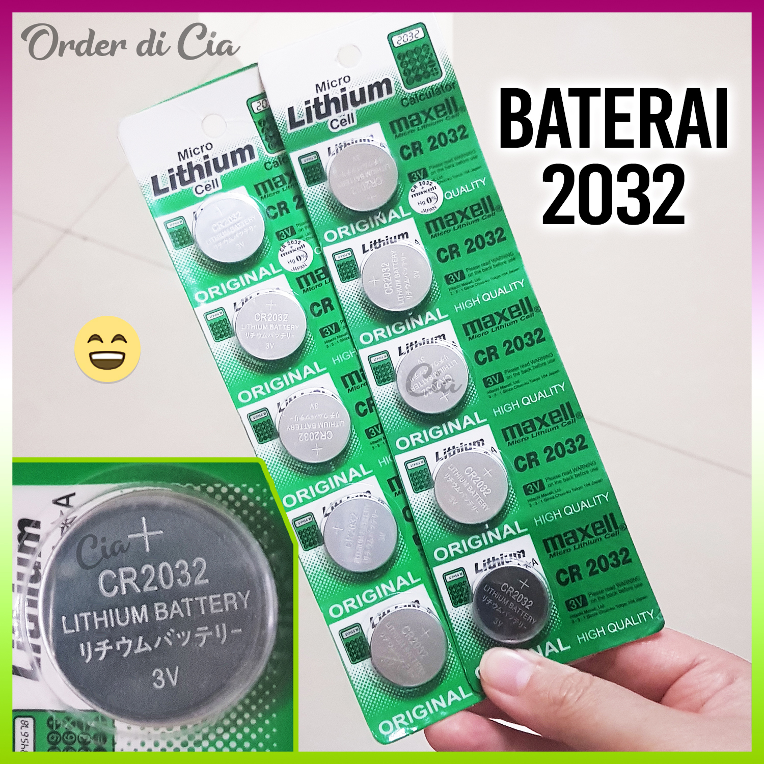 Baterai Jam Tangan 2032 Batre Kancing Koin Bulat Battery Lithium CR2032 ...