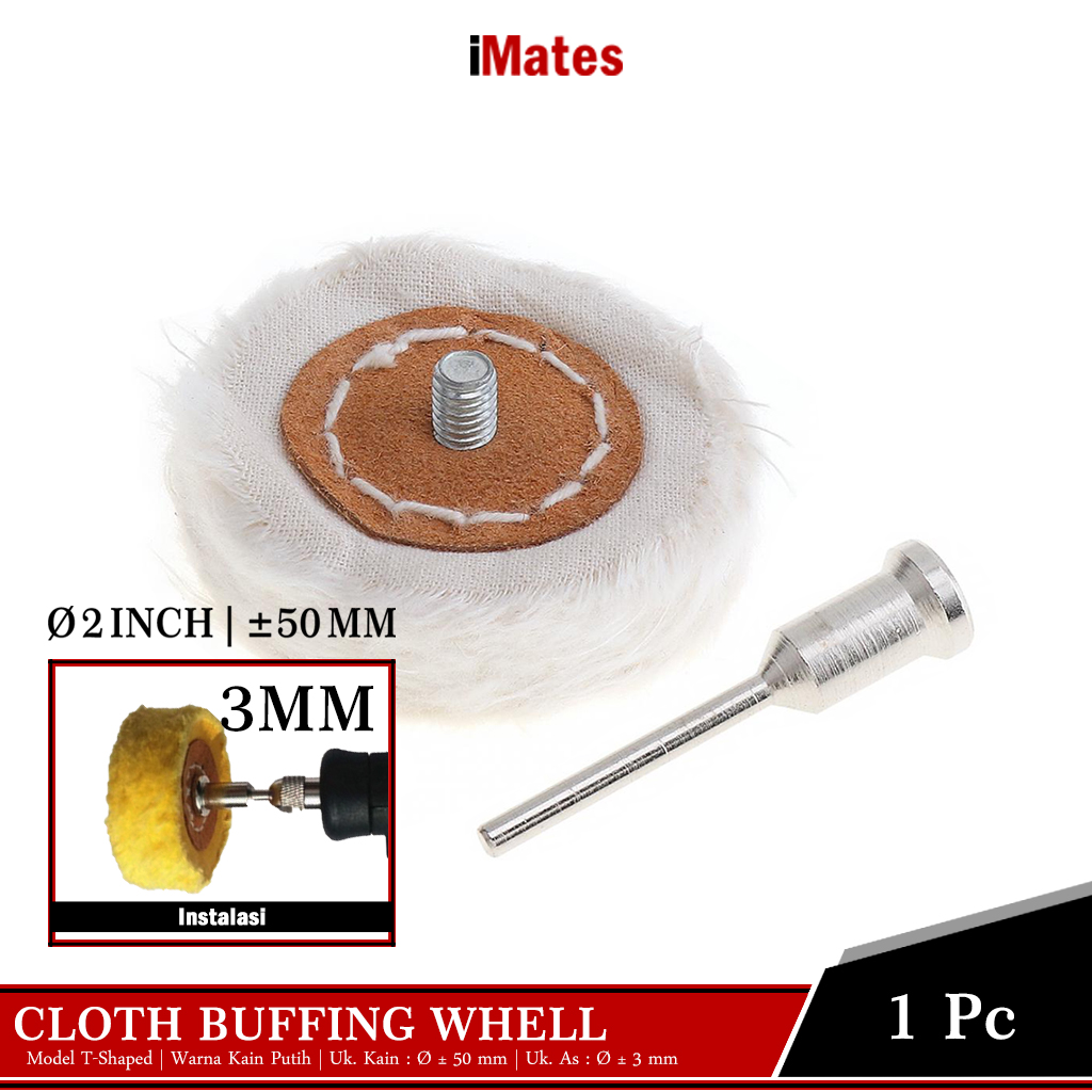 Roda Kain Poles Putih Die Grinder Cloth Buffing Wheel 2 Inch As 3 mm