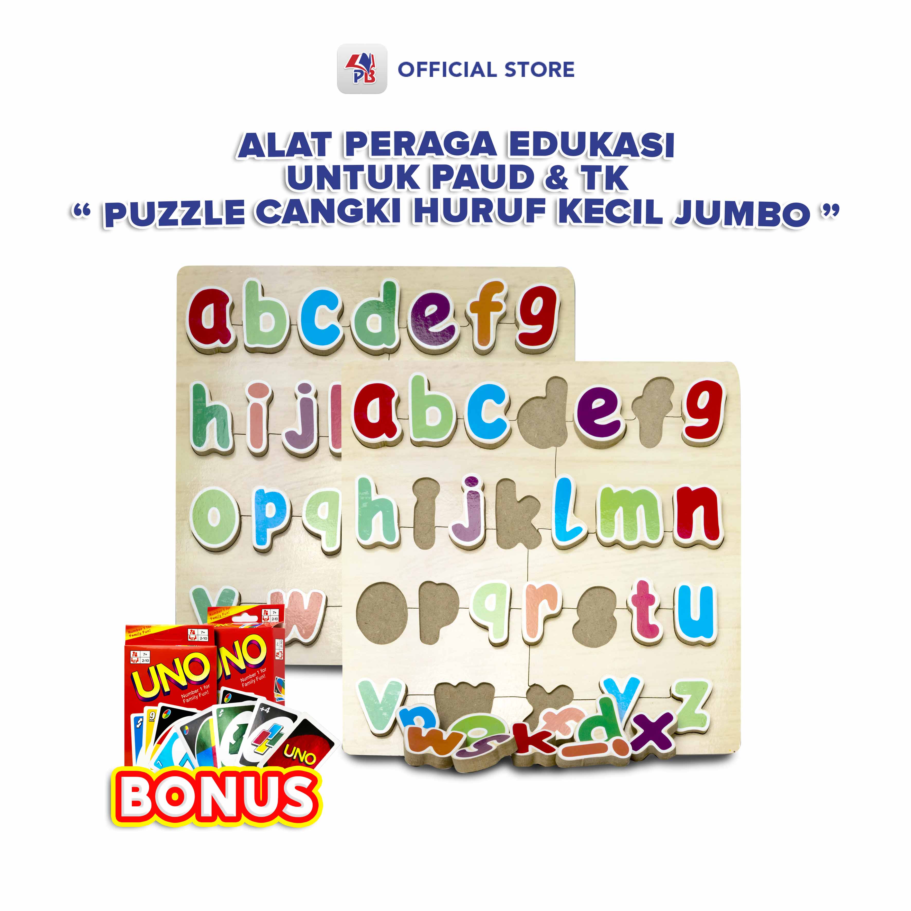 Mainan Edukasi Balok Kayu Puzzle Cangki Huruf Kecil Jumbo / Puzzle ...