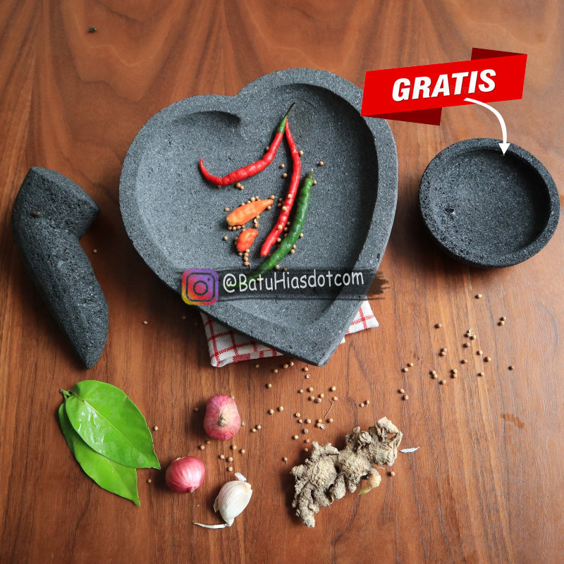 ( 20 cm ) Mandiri Stone Cobek dan Ulekan / Uleg / Uleg Uleg / Coet