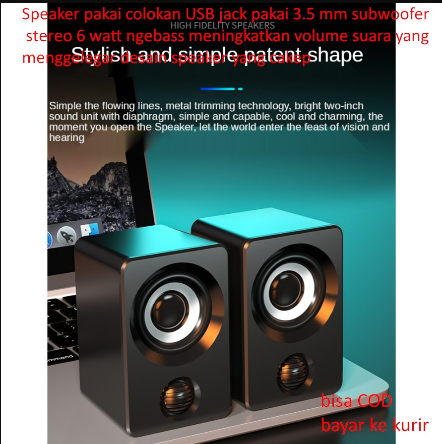 Speaker pakai colokan USB jack pakai 3.5 mm subwoofer stereo 6 watt