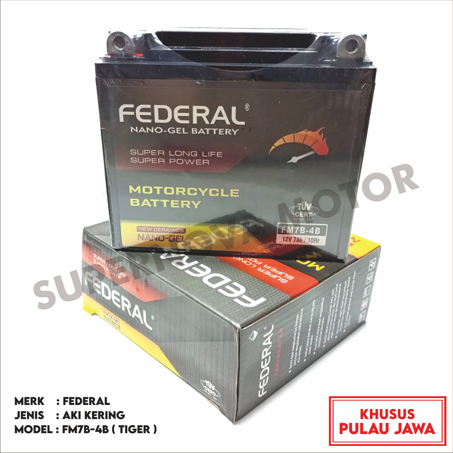 AKI MOTOR AKI KERING TIGER FM7B-4B 12V 7AH 10HR AKI ACCU BATTERY