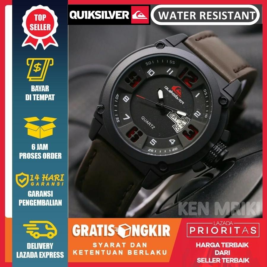 Jam Tangan Pria / Wanita Keren QuikSilver JTR 1125 Water Resistant PACKING AMAN DENGAN BUBBLE WRAP - Coklat Tua