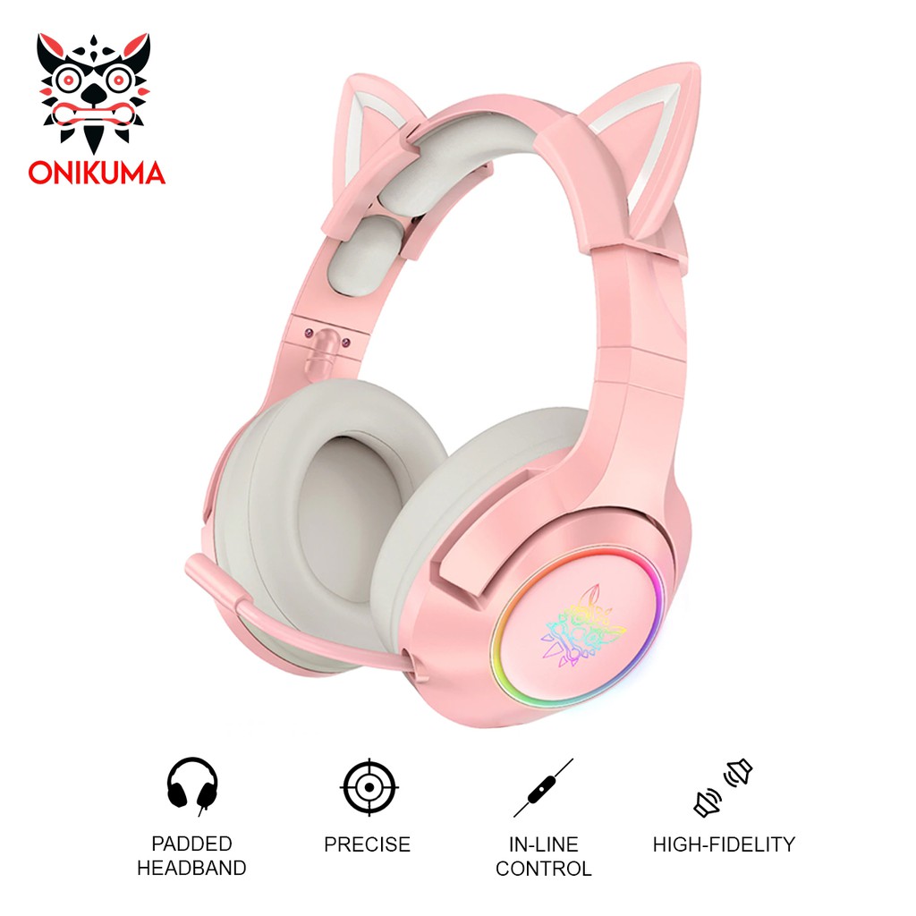 Onikuma K9 Rgb Baru Warna Pink Telinga 