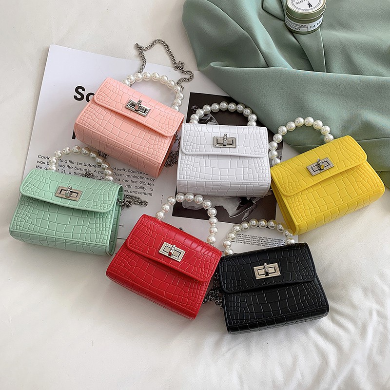 NEW!! Tas Jelly Motif Kulit Buaya Mutiara Jelly Croco Gaya Korea