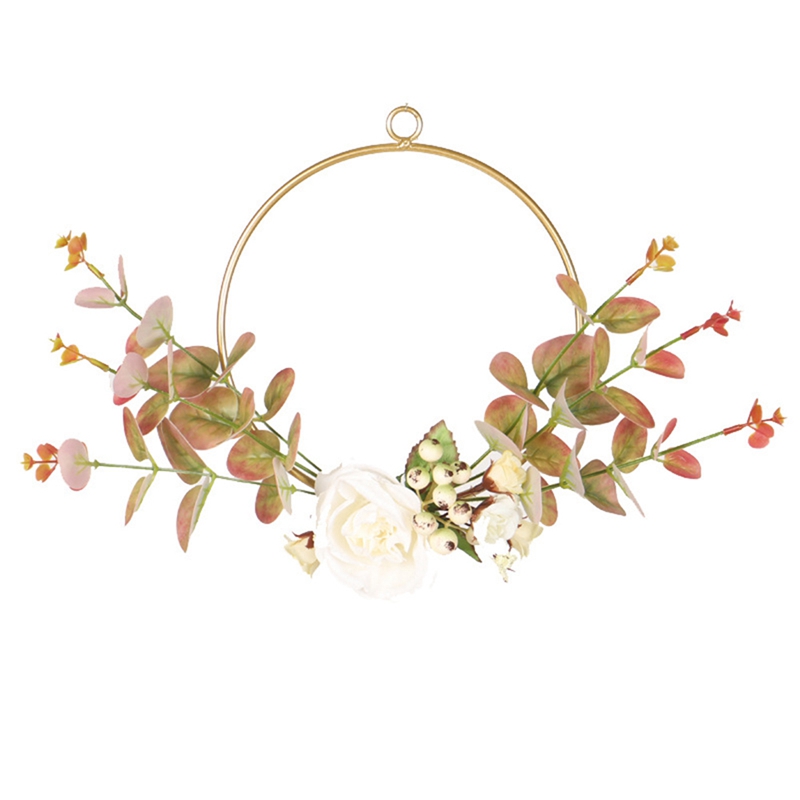 Floral Wreath, Metal Hanging Artificial Eucalyptus Wreath for Door Decors, Weddings, Parties, and Home Decorations