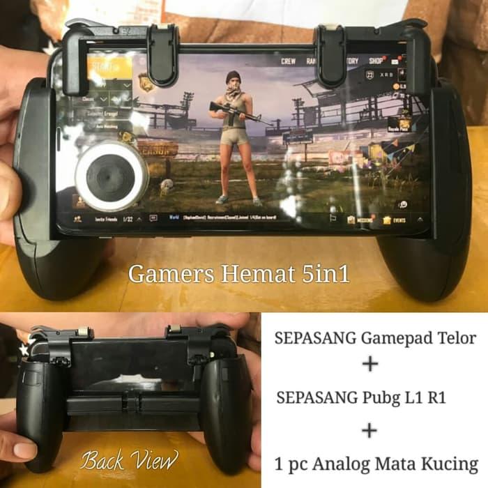 ( KOMPLIT ) SS Paket 3 in 1 Gamepad Handle + Joystick Analog + Tombol R1 L1 / Paket main Game PUBG,Free Fire,AOV Mobile Legend (DISKON)