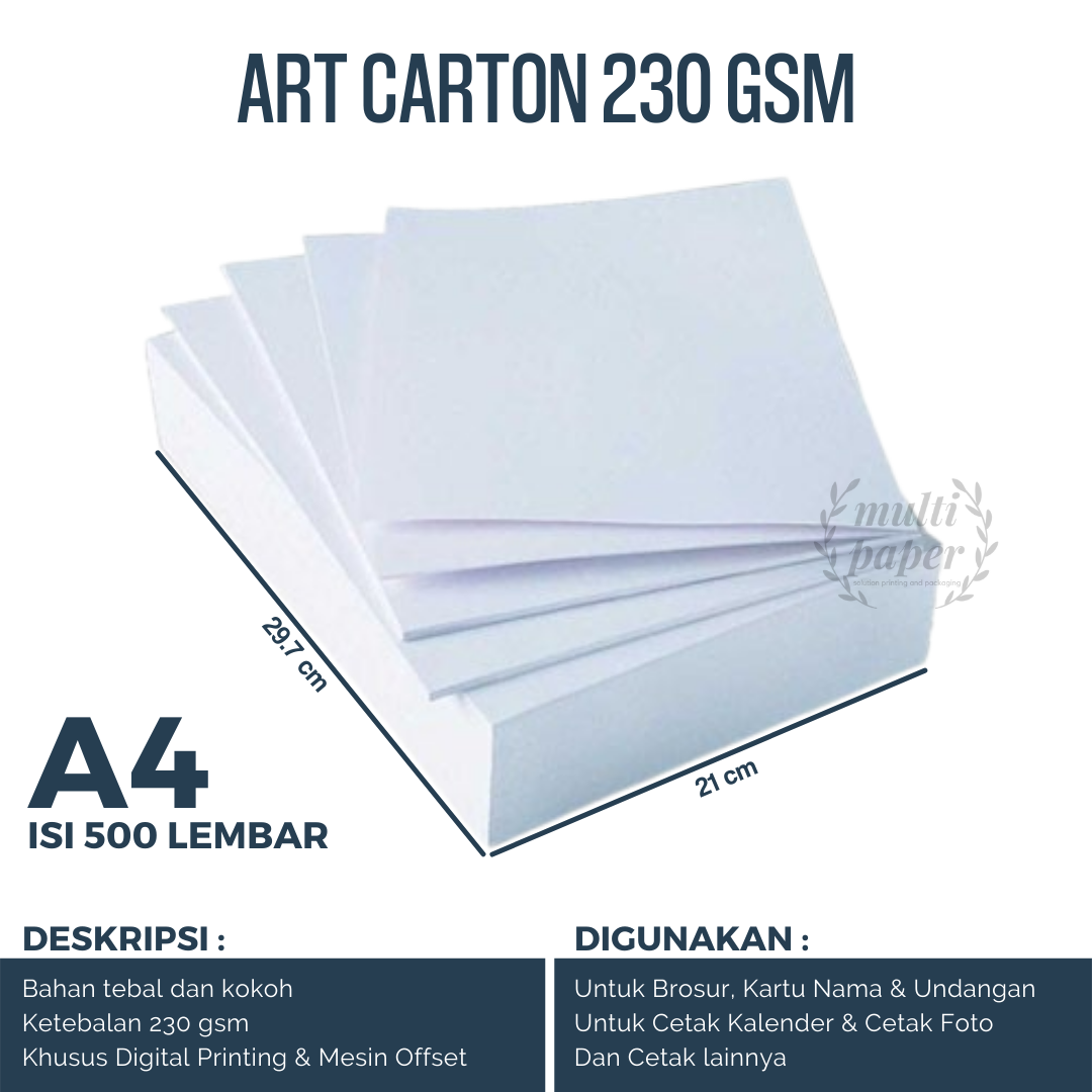 Kertas Art Carton 230 gsm A4 isi 500 lembar / Kertas Art Karton A4 230