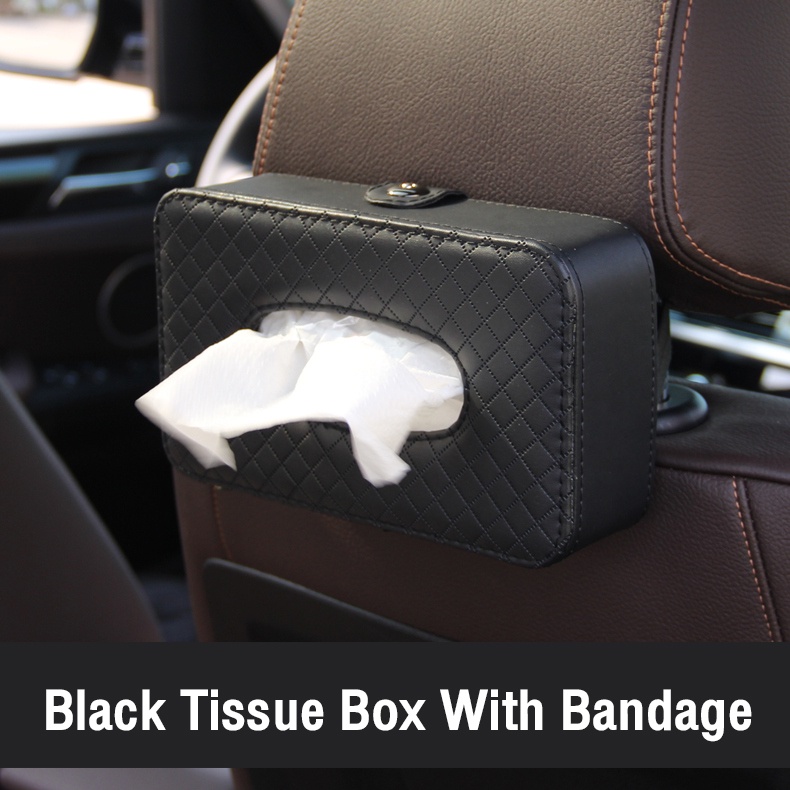 AUTOFun【Large】Kotak Tisu Mobil Car Visor Tissue Box PU Leather Mesh