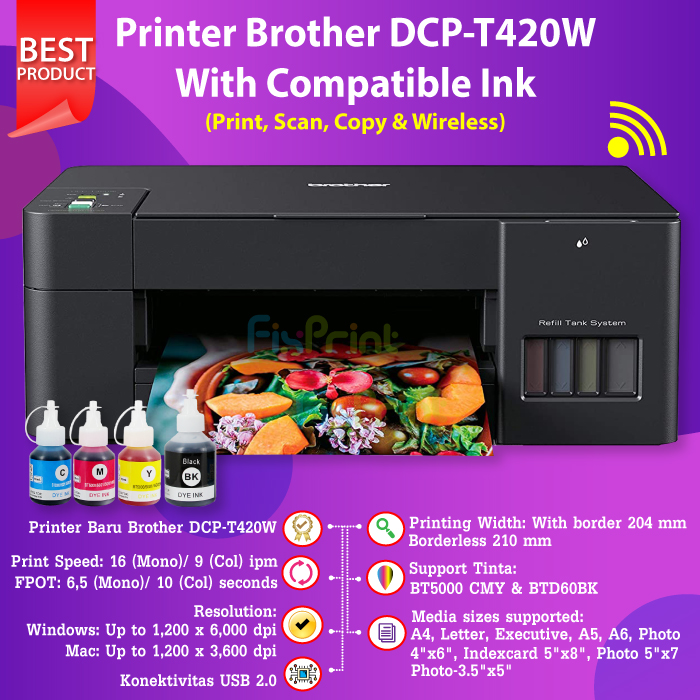 Printer Brother T420W Original Print Scan Copy Wireless Lazada Indonesia