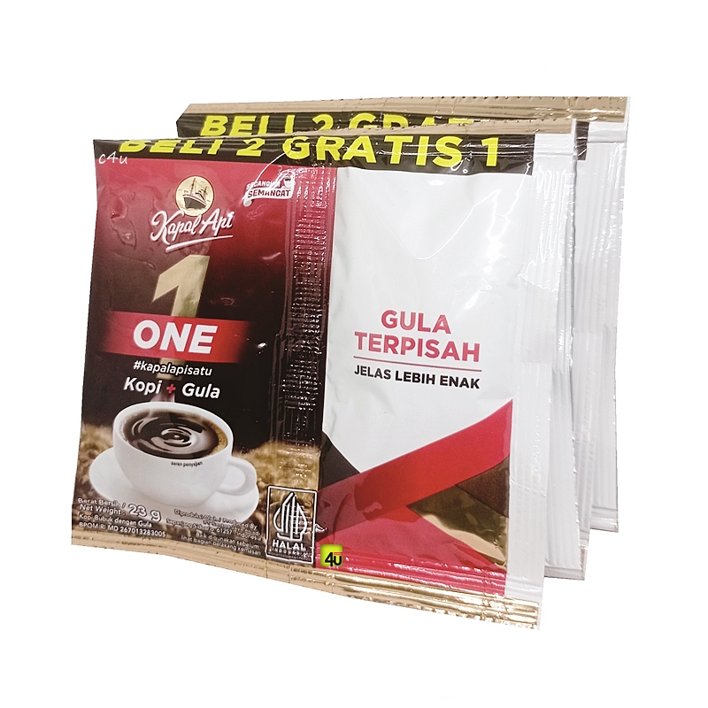 Kapal Api ONE Kopi Hitam Gula Terpisah Paket 5 sachet Lazada