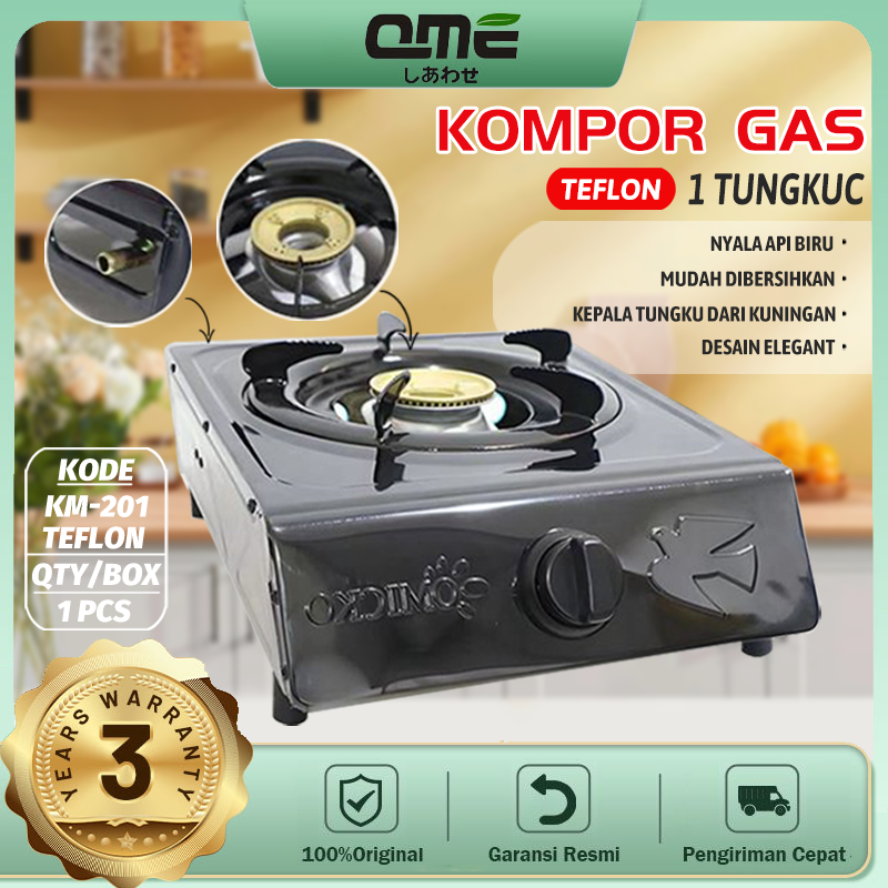 Kompor Gas Bahan Teflon 1 Tungku / Kompor Gas Otomatis / Kompor Gas 1