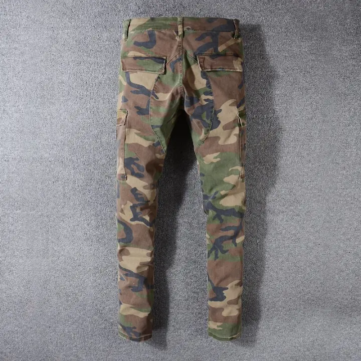 camo ripped jeans mens