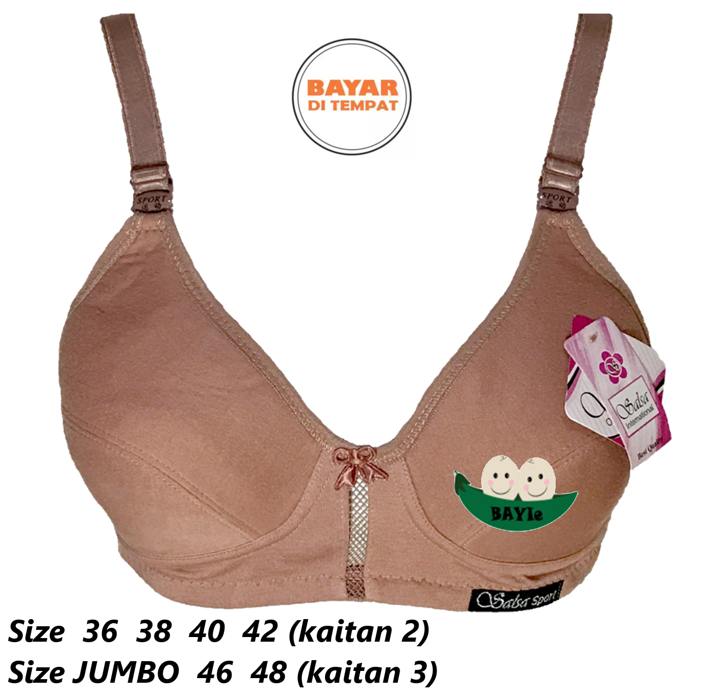 Bh / bra wanita sport tanpa kawat bahan katun SALSA / BODY FIT