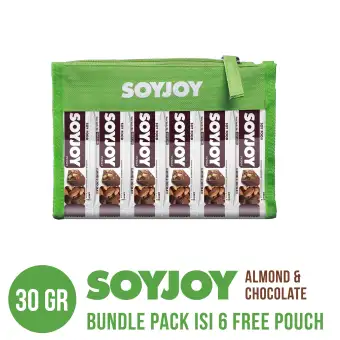 SOYJOY ALMOND CHOCOLATE Bundle Pack isi 6 Bar - FREE POUCH