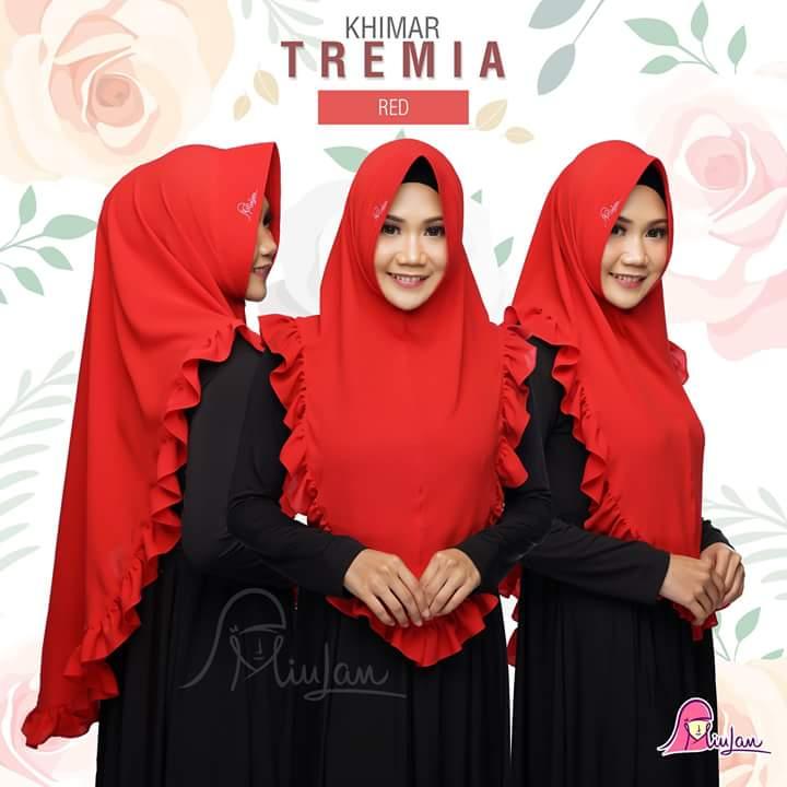 Jilbab Miulan Dewasa Khimar TREMIA Kerudung Instan Dewasa Khimar Syari Kerudung Soft Pet Aksen Rempel