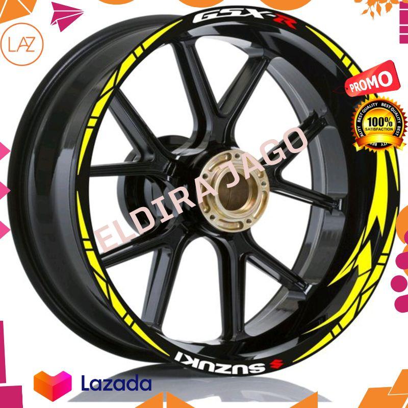 Stiker velg motor wheels sticker Suzuki GSX R 150 250 600 1000 yellow fluorescent ring 17