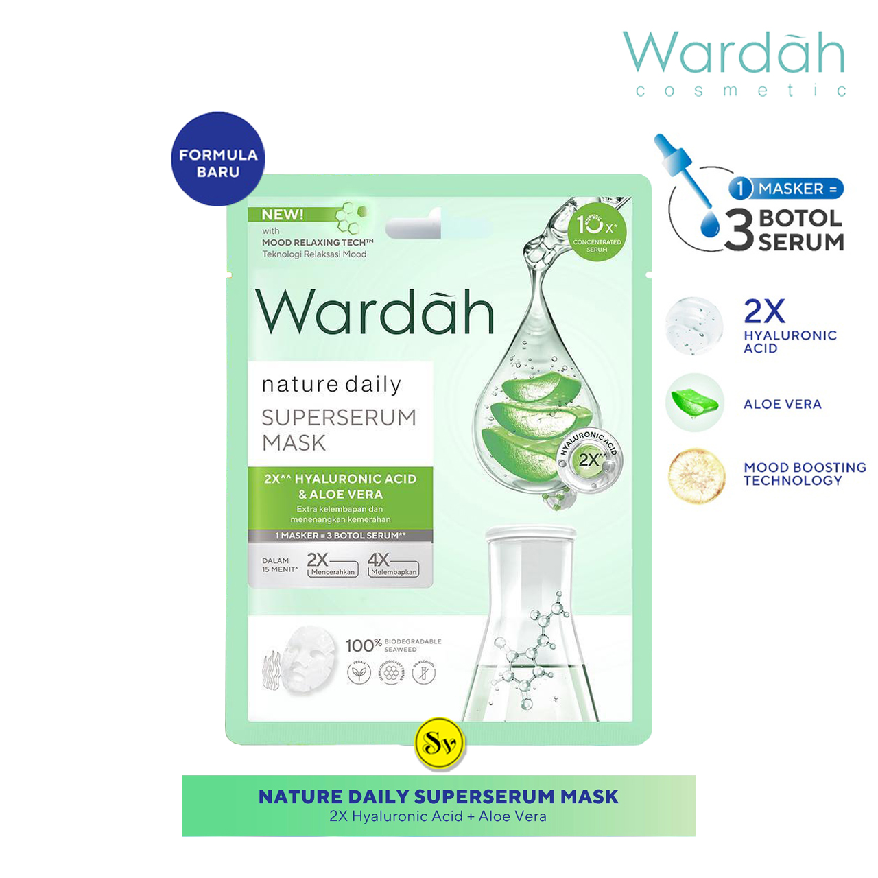 Wardah Nature Daily SuperSerum Mask 20 ml - Sheet Mask Aloe Vera  Menyegarkan | Lazada Indonesia