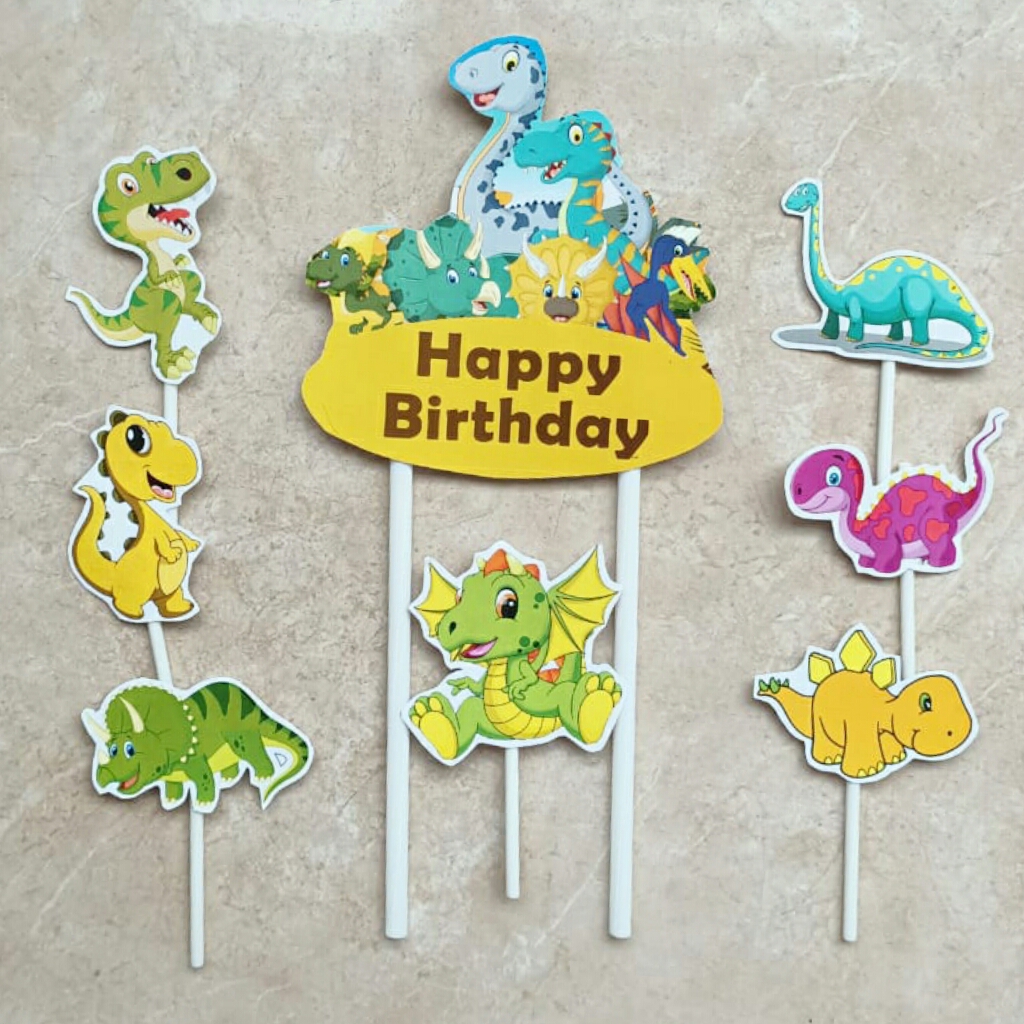 Hiasan kue ulang tahun karakter dinosaurus cake topper dinosaurus ...