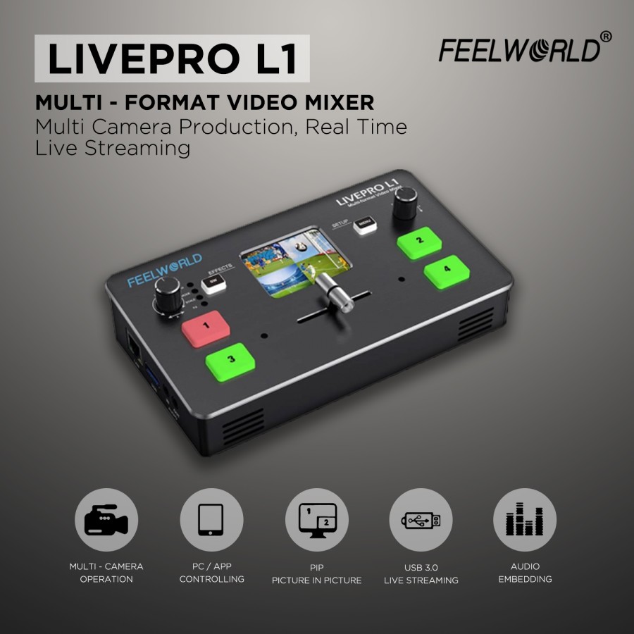 Feelworld Live Streaming Switcher Livepro L1 V1 Video Mixer Hdmi Multi