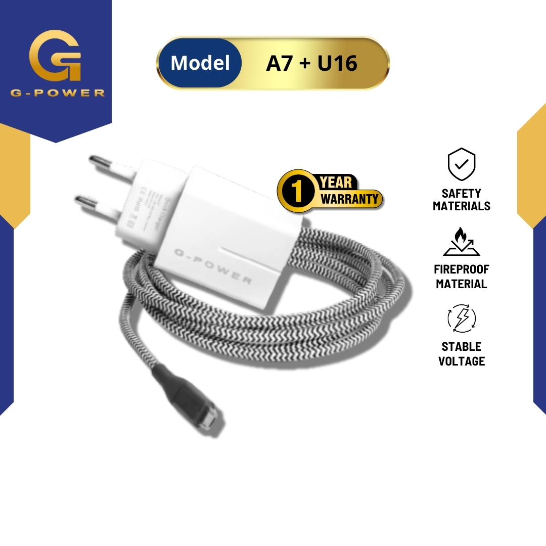G-POWER CHARGER SET KABEL U68 ADAPTOR A7 MICRO USB FAST CHARGING
